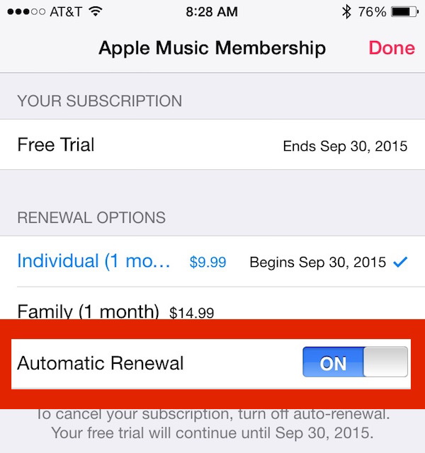 Включить или выключить подписку на подписку Apple Music