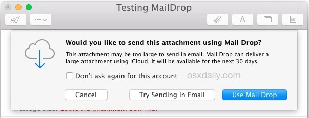 Использование приложения Maildrop для Mac Mail в OS X