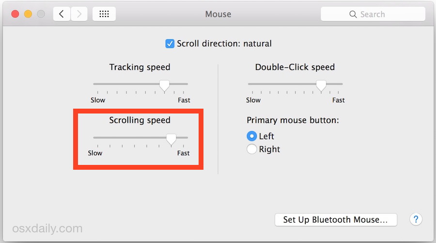 Изменение скорости прокрутки мыши в Mac OS X