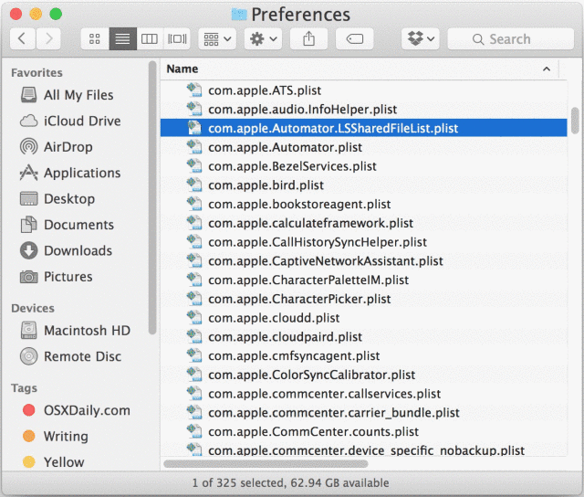 Изменение размера шрифта текста Finder в Mac OS X