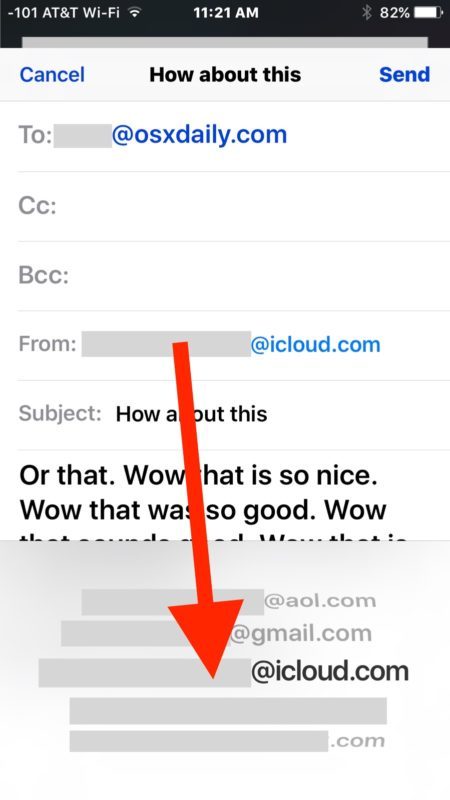 Изменить отправленный с адреса электронной почты в iOS Mail