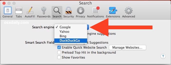 Как изменить поисковую систему в Safari для Mac OS X - RuBookMac