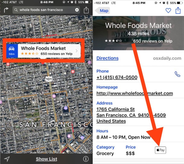 Проверьте магазин для поддержки Apple Pay в Картах для iOS
