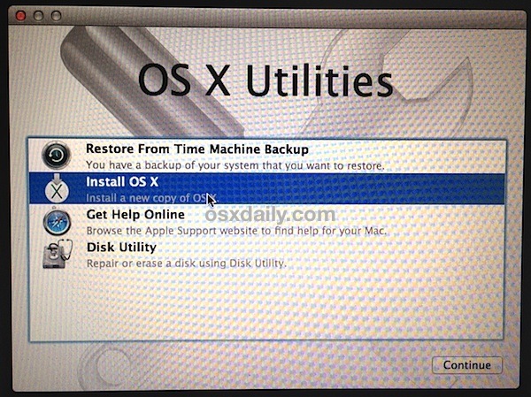 Запустите чистую установку OS X Mavericks