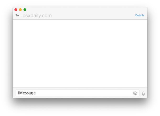 Очищенная транскрипция чата в приложении «Сообщения Mac», пустая цепочка сообщений