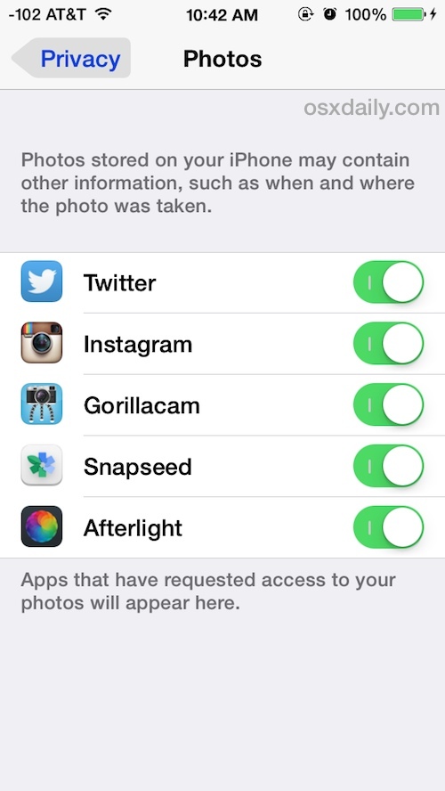 Контролируйте и определите, какие приложения имеют доступ к фотографиям iOS