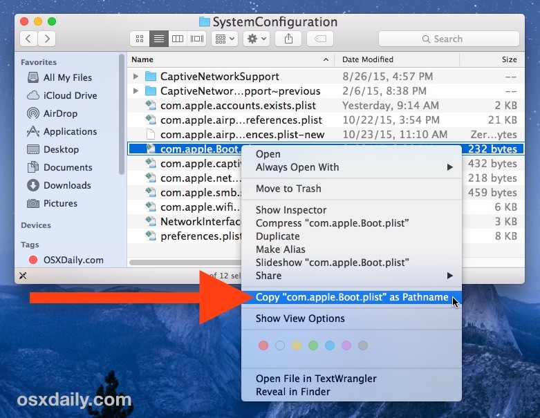 Скопируйте путь к файлу в буфер обмена в Mac OS X как полное имя пути