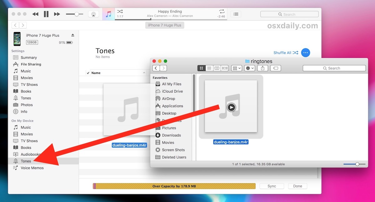 Скопируйте рингтон на iPhone в новую версию iTunes