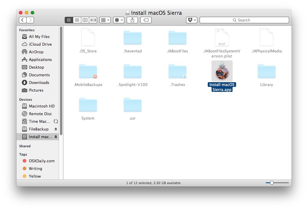 Готовый MacOS Sierra boot usb install drive