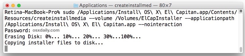 Создание загрузочного установочного диска OS X El Capitan