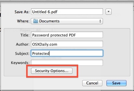 Добавьте пароль для защиты PDF с помощью параметров безопасности