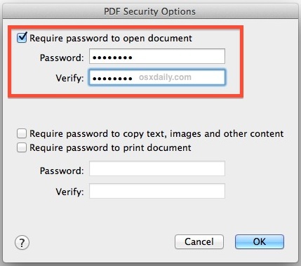 Требовать пароль для открытия PDF-файла