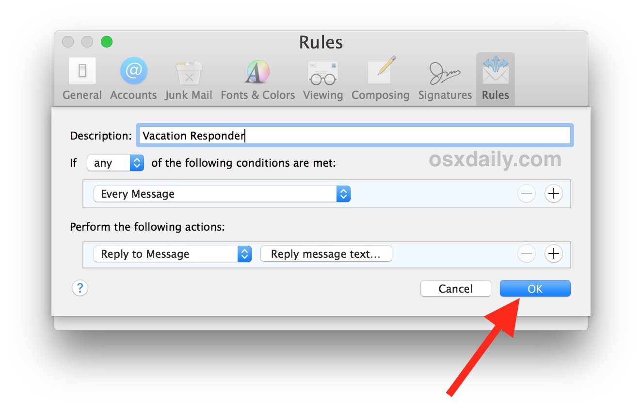 Как создать автоответчик для электронной почты в Mail для Mac