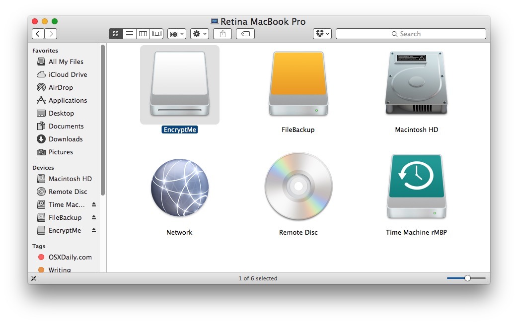 Подключите диск к расшифровке на Mac