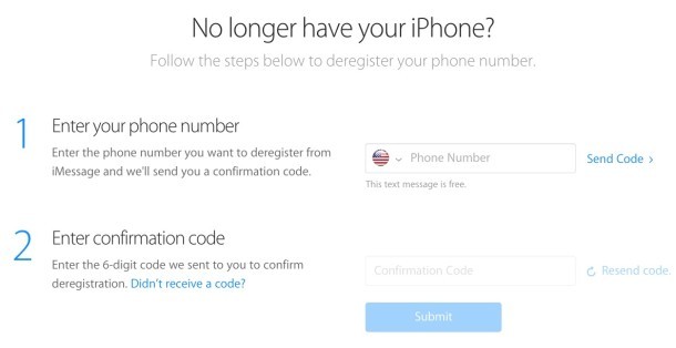 Отсоедините iMessage от номера телефона, используя веб-форму