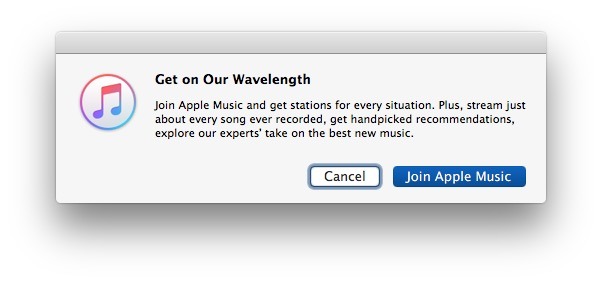 Всплывающие окна Apple Music в iTunes