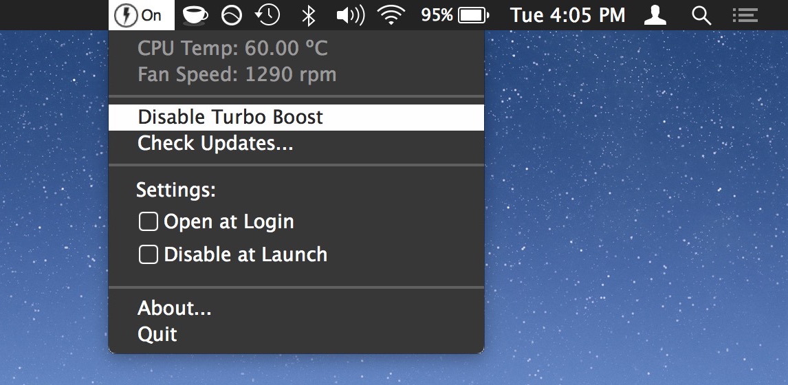 Как отключить Turbo Boost на Mac