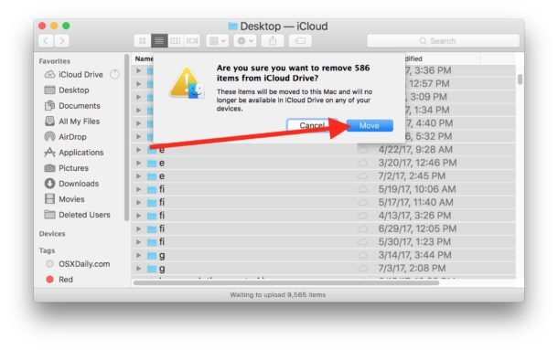 Перемещение файлов с iCloud Drive на локальный Mac