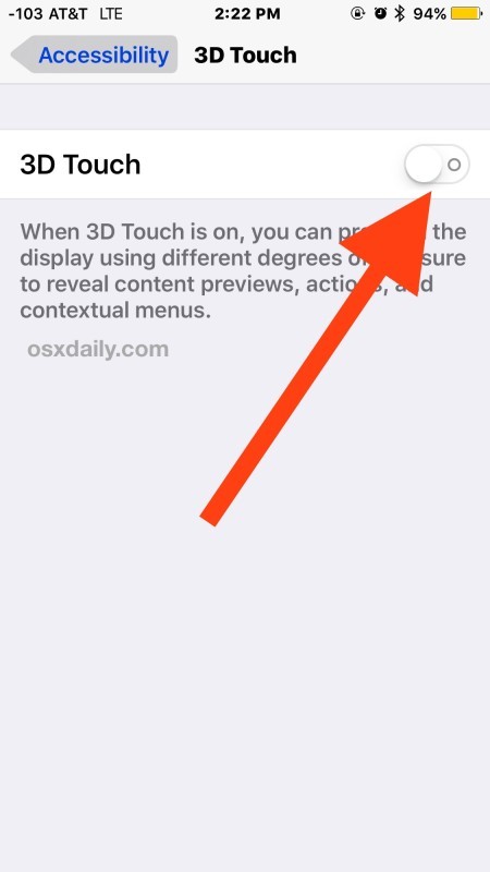 Отключение 3D-Touch на iPhone
