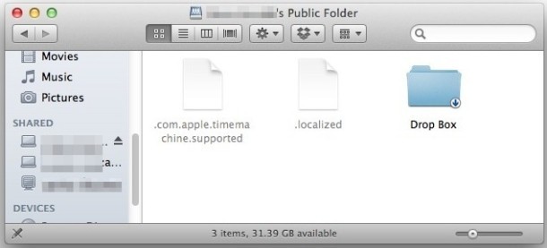Удалить папку общего доступа в Mac OS X