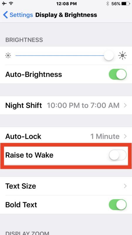 Отключить Raise to Wake на iPhone