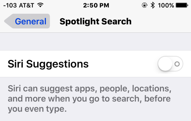 Отключить предложения Siri в Spotlight для iOS