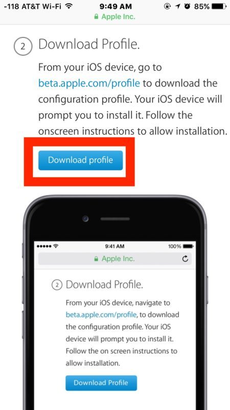 Загрузите публичный бета-профиль iOS 10