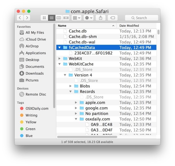 Сайты Safari в файловой системе Mac OS X
