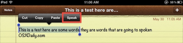 Говорите выделенный текст в iOS с помощью механизма преобразования текста в речь