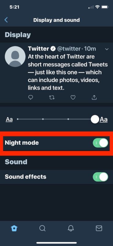 Как включить темный режим в Twitter для iOS
