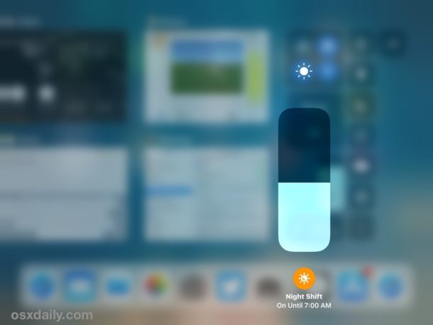 Night Shift включен в iOS 11 Control Center
