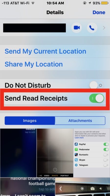 Отправлять прочитанные расписки для отдельных контактов в сообщениях iOS