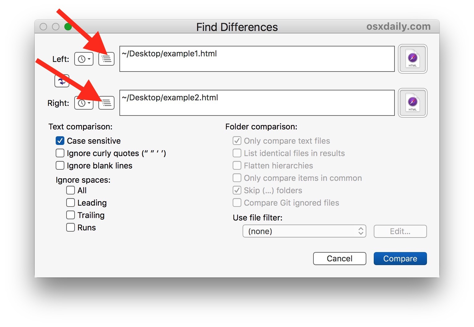 Найти различия в файлах с Bbedit на Mac