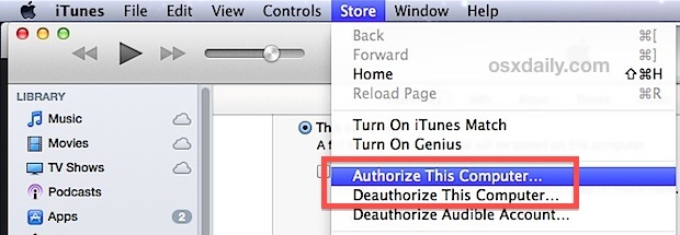 Авторизовать компьютер с iTunes для синхронизации
