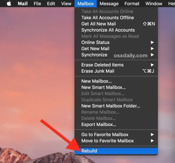 Перестроить почтовый ящик на Mac Mail