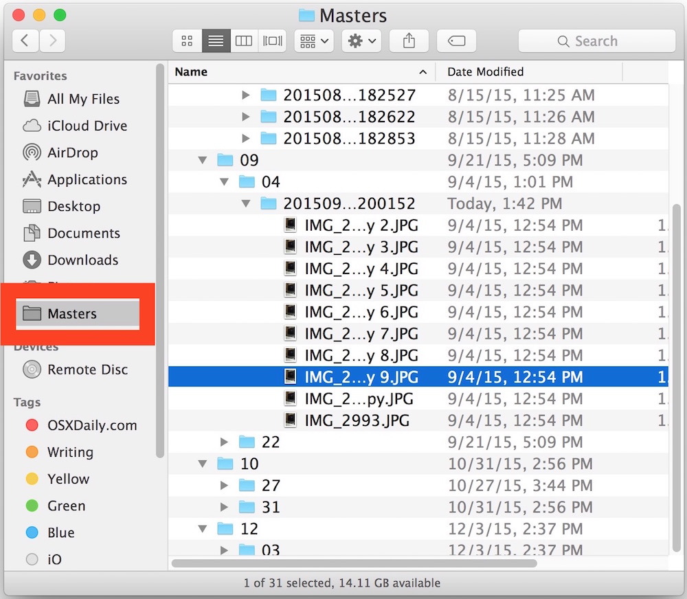 Доступ к основным файлам изображений в Mac OS X с помощью ярлыка в боковой панели Mac Finder