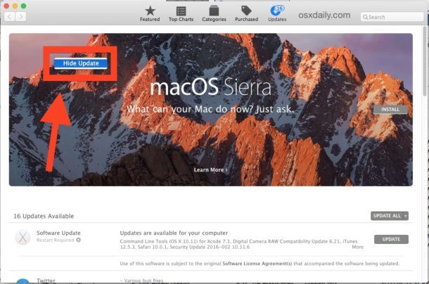 скрыть-MacOS-SIERRA-обновления-приложение-магазин
