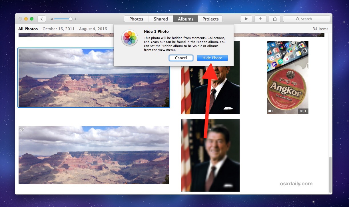 Скрытие фото на Mac