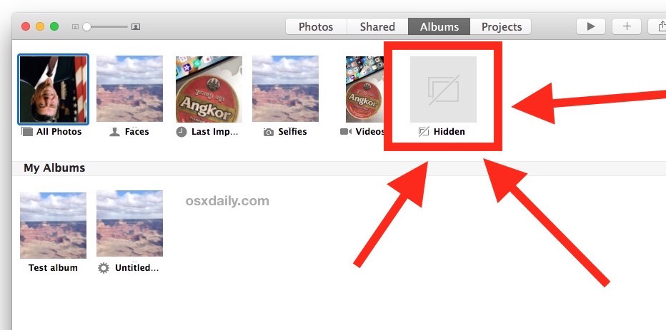 Альбом скрытых фотографий в Фото для Mac