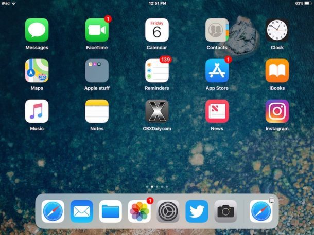 Недавние приложения отключены в iPad Dock