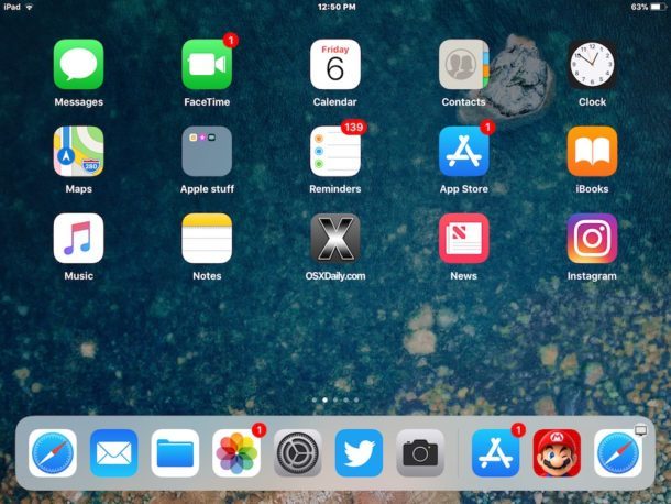 Недавние приложения и предлагаемые приложения видны в Dock для iPad