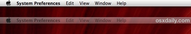 Внешняя панель меню дисплея в OS X Mavericks функционирует как индикатор фокусировки