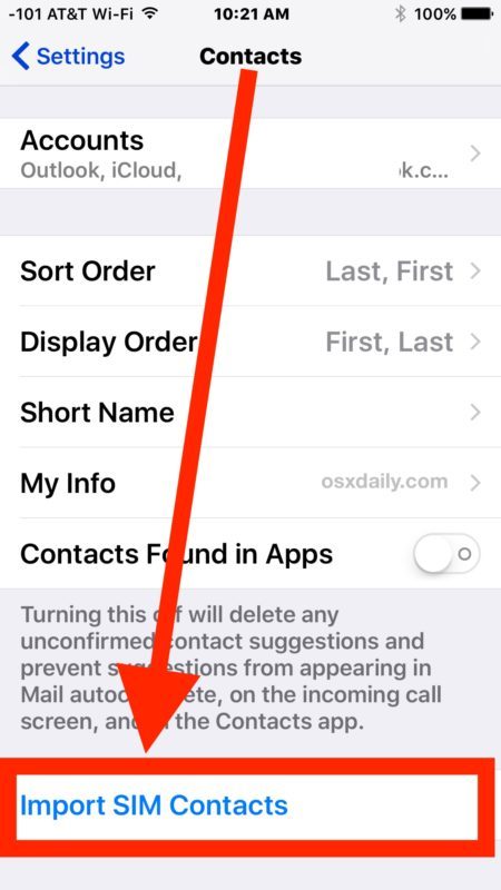 Импорт контактов с SIM-карты на iPhone
