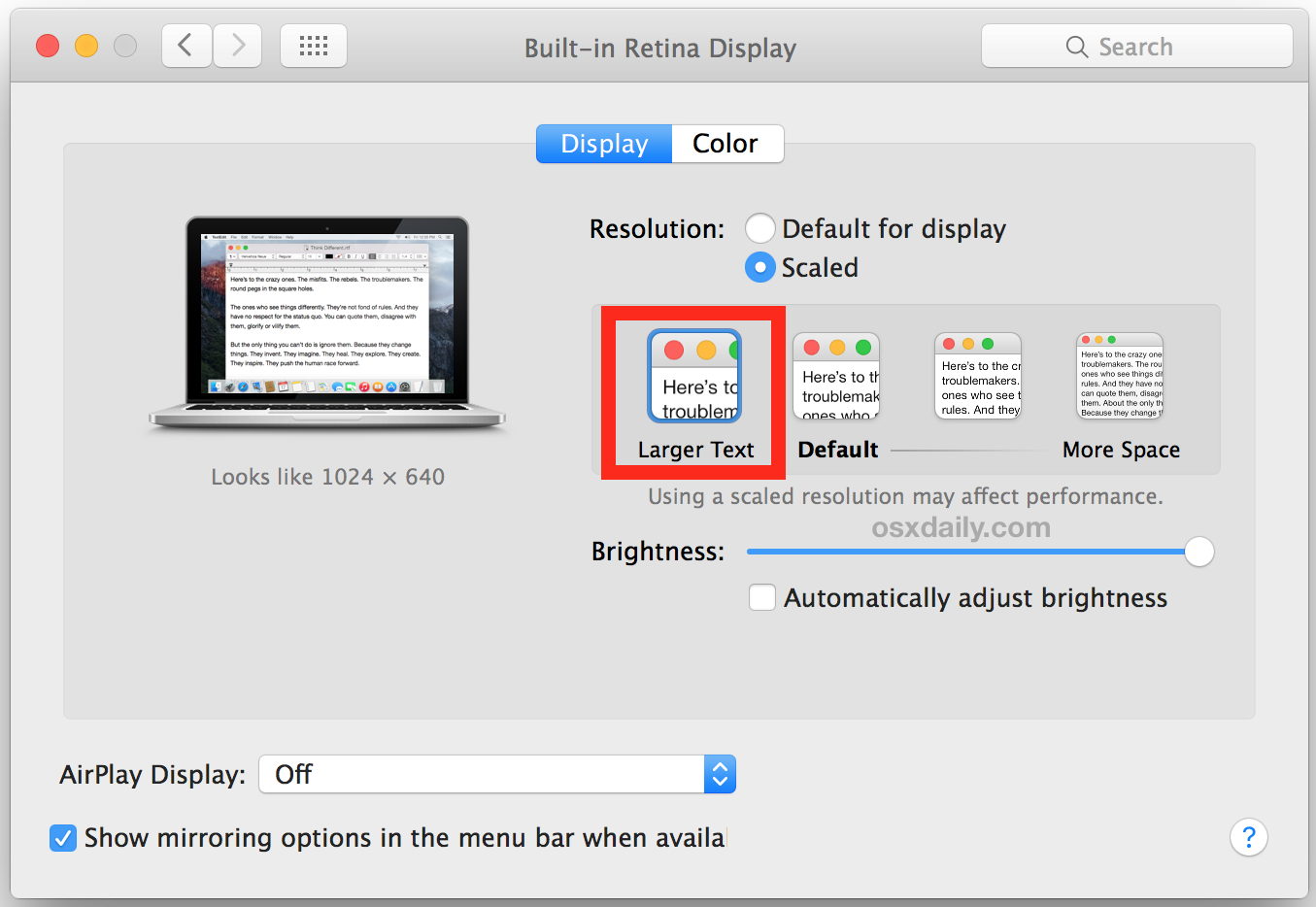 Увеличьте размер текста в системе Mac с помощью расширенного размера
