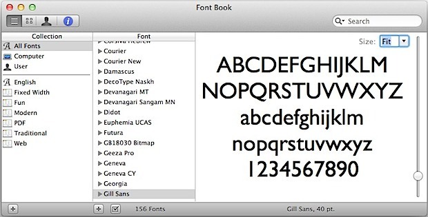 Управление шрифтами в Mac OS X с помощью Font Book