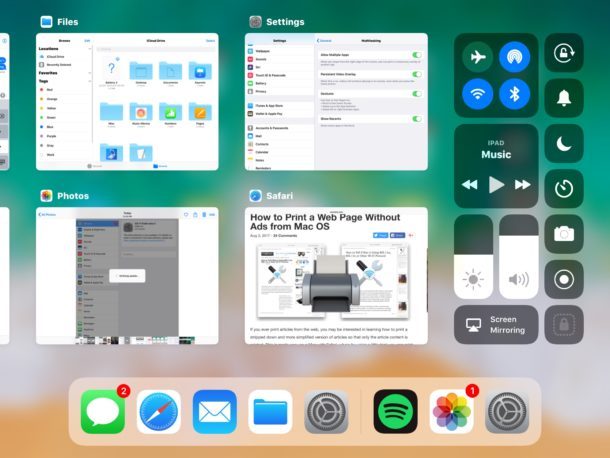 iOS 11 бета-многозадачный экран