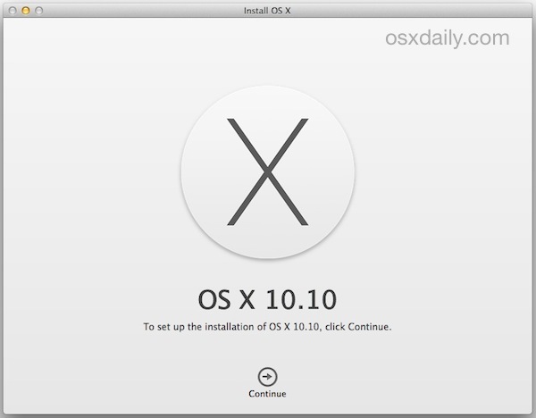 Экран установки OS X 10.10