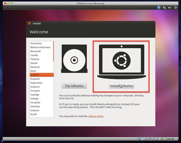 Установите Ubuntu Linux в VirtualBox