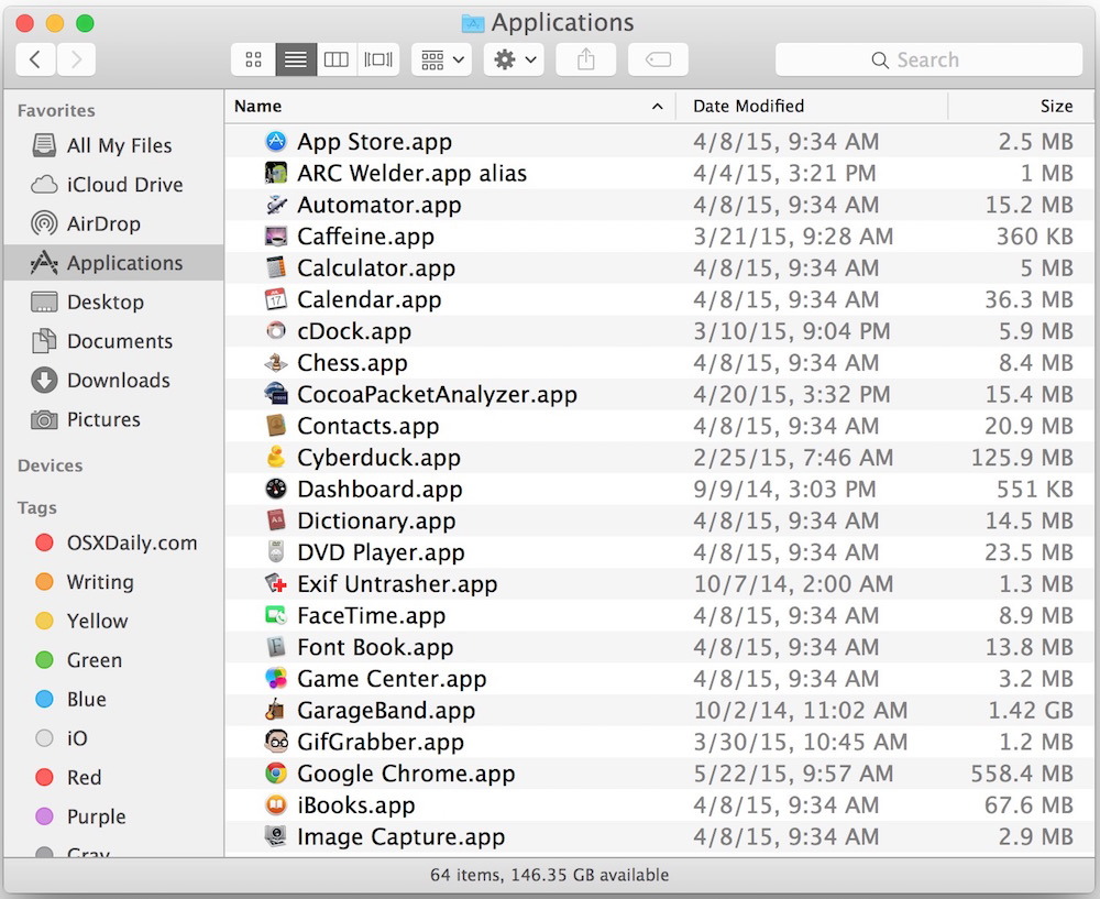 Просмотреть все приложения на Mac в папке приложений OS X
