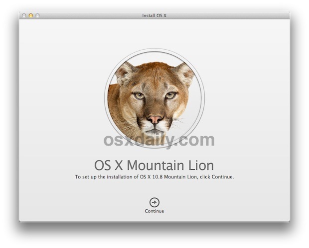 Установите OS X Mountain Lion